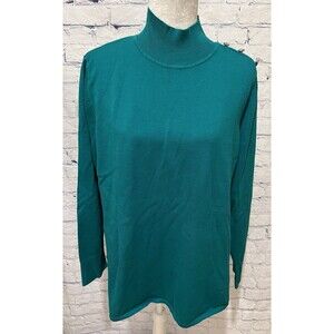 Isaac Mizrahi Women's Sweater with Mock Neck And Rhinestone Shoulder Accents XL